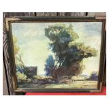 Vintage wood framed picture, 27 1/2x22 1/2'