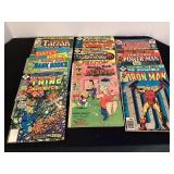 10 Vintage Comic Books; The Thing, Tarzan, Iron