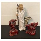 Shiwan Physician Figurine & Laughing Buddhas