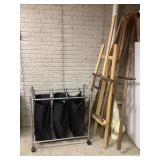 Laundry cart & 3 artist easels