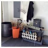 Boot bench, trash cans, yard decor, gates,