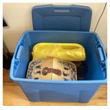 Tote of party supplies & picnic basket