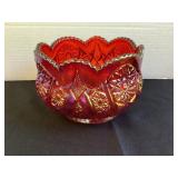 Carnival pressed glass bowl, 6 1/4x4 1/2'