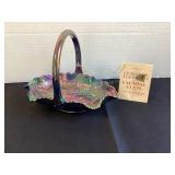 Fenton Carnival Glass Basket, 7 1/2x5x5 1/2' tall