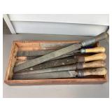 Wood tray of files
