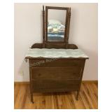Antique wood dresser with mirror & runner