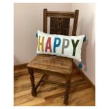 Heavy Oak Chair & Happy Pillow