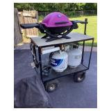 Handmade grill cart, 20# propane tanks, Weber