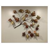 Metal art leaf sculpture, 38x36'