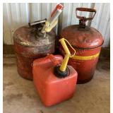 3 gas cans, 2 have some content
