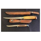 Fillet knife & 6' straight knife with leather