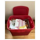Tote of Linens; tablecloths & seasonal towels