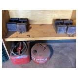 Four 30# weights & gas cans