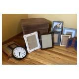 Storage ottoman, frames & clock