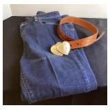 Leather Belt & Ladies L.L. Bean size 12 jeans