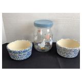Goose canister & Roseville Ohio Bowls