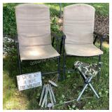 Folding chairs, camp chair, wind chime & plaque