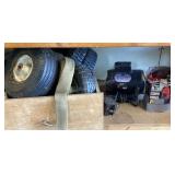 Wheels, tires, hydraulic jack, electric motor