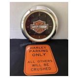13' Harley-Davidson Clock & 9x12' metal sign