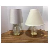 Two 15' tall glass dresser lamps