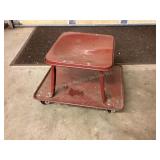 Rolling metal shop stool, 16.5x14.5x11' tall