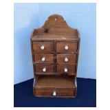 Wood 7 drawer spice cabinet, 9.5x5x17'