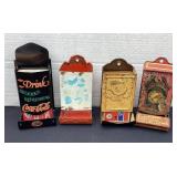 4 metal matchbox holders