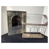 Metal embossed mirror & wire display