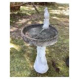 2 piece cement birdbath with removable cardinal