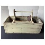 Large, heavy wood tote, 24x11 1/2x15'