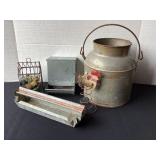 Chicken feeder, pail & decor