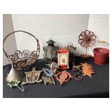 Metal lanterns, hardware, cast iron trivet & more