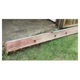 Salvaged seeder box for decor, measures 77' wide