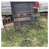 Metal wall shelves, plant stand & garden decor