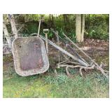 Antique cultivator, 70' long - wheelbarrow &