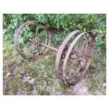 Steel wheels on axle, 52' wide x 30' tall