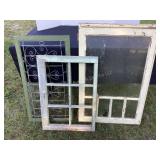 Decorative windows & metal art, largest is 24x37'