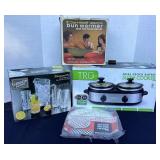 Double slow cooker, vintage bun warmer, new