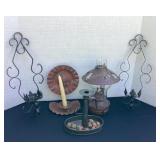 Metal wall sconces, candle holders, oil lamp