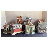 8 Christmas Village Pieces; gazebos, covered