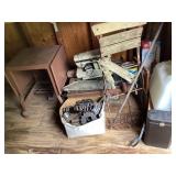 Shed corner cleanout; typewriter stand,