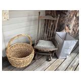 Wood glider, large basket, hamper