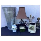 Lamps, weighted bucket, candle warmer & more