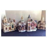 4 Christmas lighted churches, no cords, will