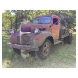 Dodge flatbed truck with natural patina, no title