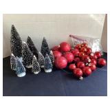 Lemax bottle brush trees and ornaments