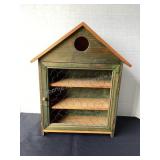 Wood chicken wire cabinet, 14x5.25x17.5' tall