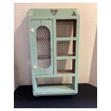 Wood Shelf with door & heart cut outs, 12x3