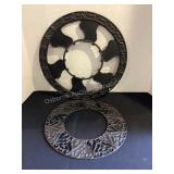 Cast iron circular items, 13&15 3/4' diameter