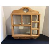 Wood Knick Knack shelf with pegs & heart cutout,